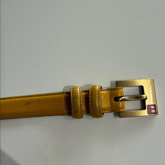 Bally Mustard Leather Belt with Gold Buckle - Picture 5 of 7